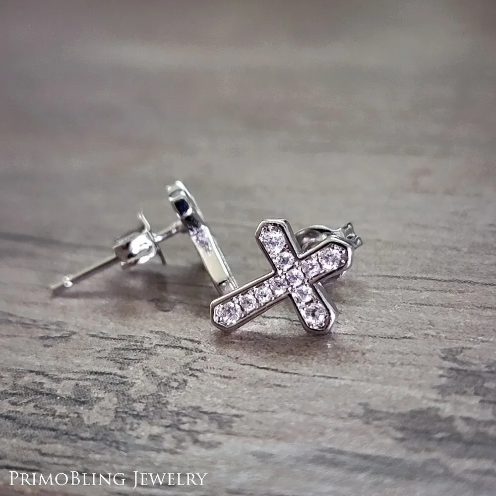 Silver Cross Stud Earrings